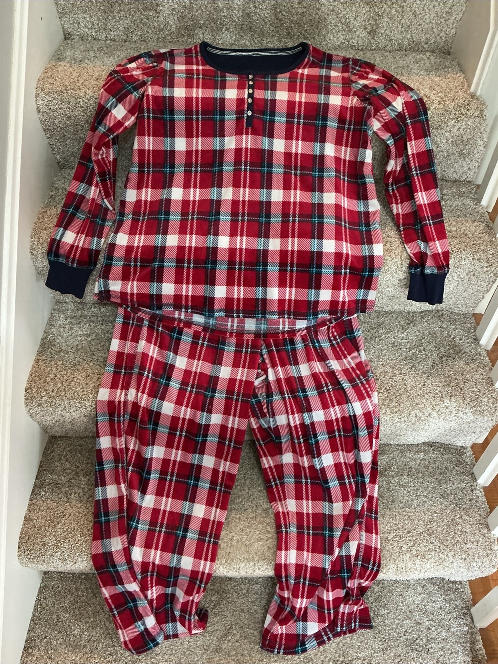 Nautica Red Plaid Long-Sleeve Pajama Set